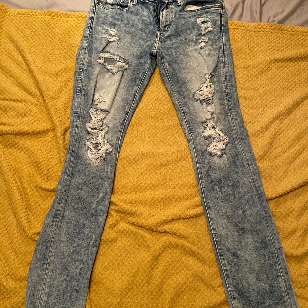 American Eagle Outfitters Blue Skinny Jeans Distressed Style